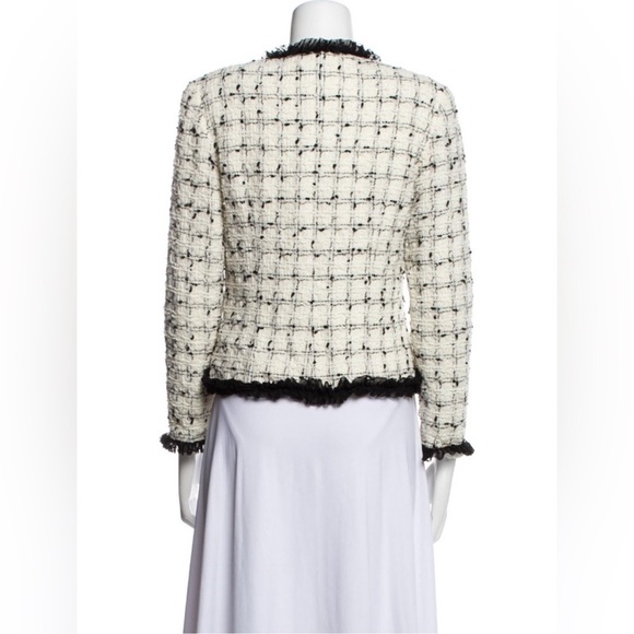 Vintage Neiman Marcus Tweed collarless Lady Evening Jacket 4 black white sparkle - Picture 2 of 5